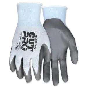 MCR Safety Cut Pro PU Palm/Fingers, Medium, Gray/Light Blue, 92718PUM