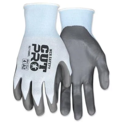 MCR Safety Cut Pro PU Palm/Fingers, Medium, Gray/Light Blue, 92718PUM