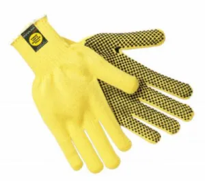 MCR Safety Kevlar Gloves, Large, Yellow, PVC Dots 1 Side, 9365L