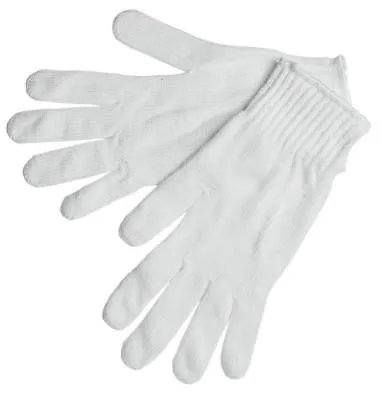 MCR Safety String Knit Gloves, Cotton/Polyester, Large, Gray/White, 9637L