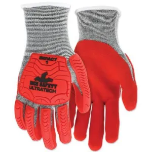 MCR Safety_UT1954_UltraTech™_A5_Impact_Level_1_Mechanics_Knit_Glove_Medium_Salt_Pepper;_Red