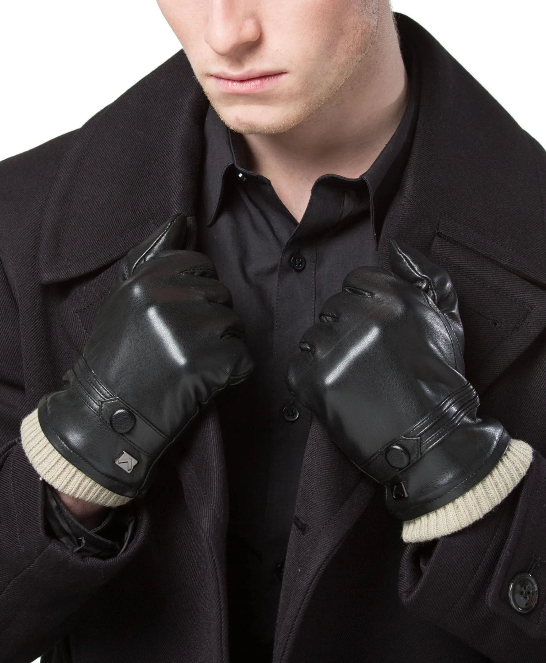 Men's Button Touchscreen Lined  Winter Gloves