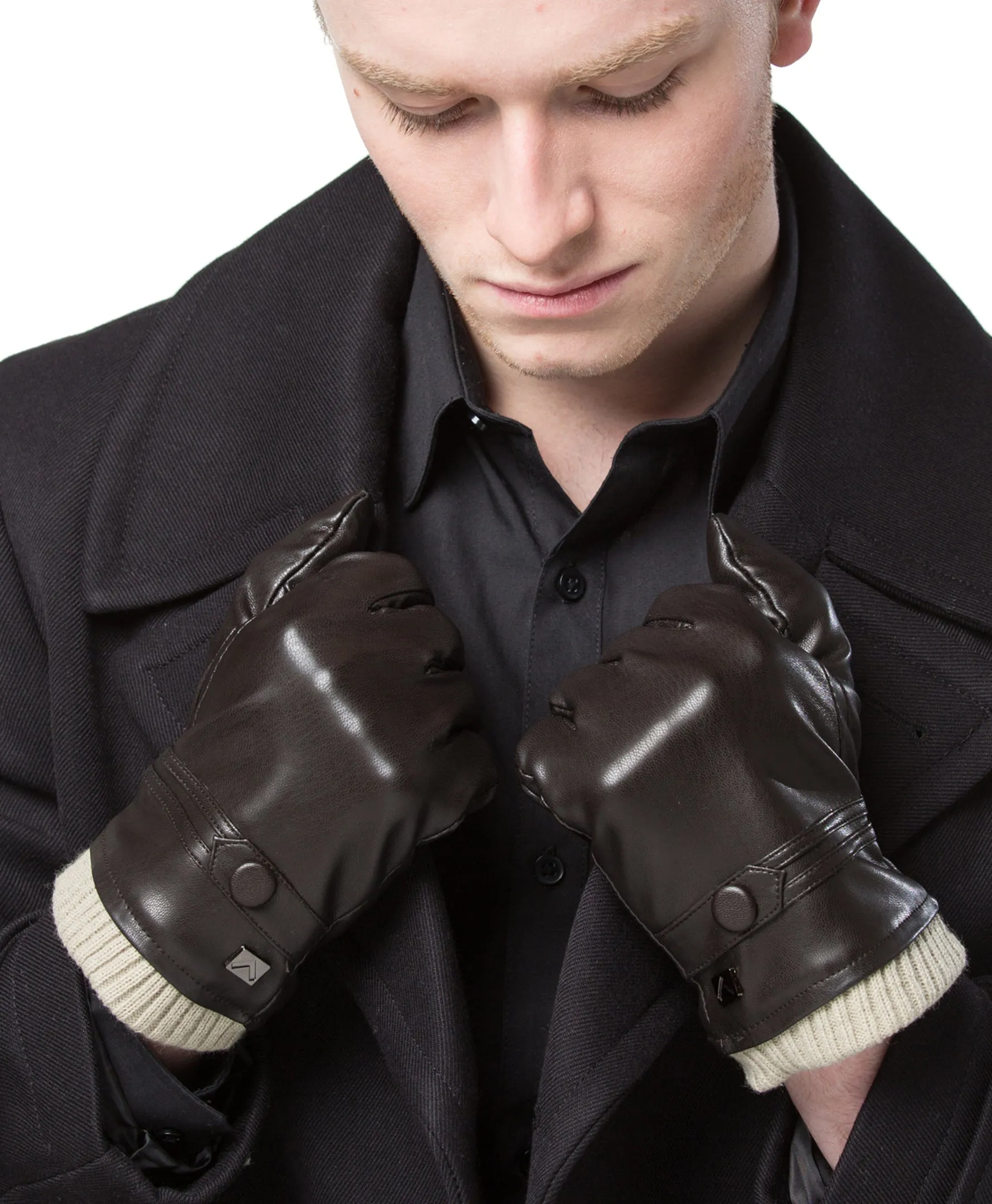 Men's Button Touchscreen Lined  Winter Gloves
