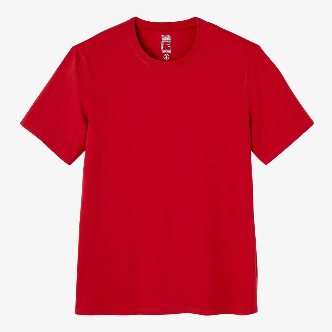 Men's Short-Sleeved Straight-Cut Crew Neck Cotton Fitness T-Shirt 500 Garnet