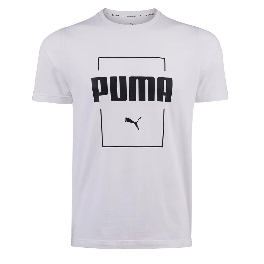Men's Short-Sleeved Straight-Cut Crew Neck Cotton Fitness T-Shirt Active - White