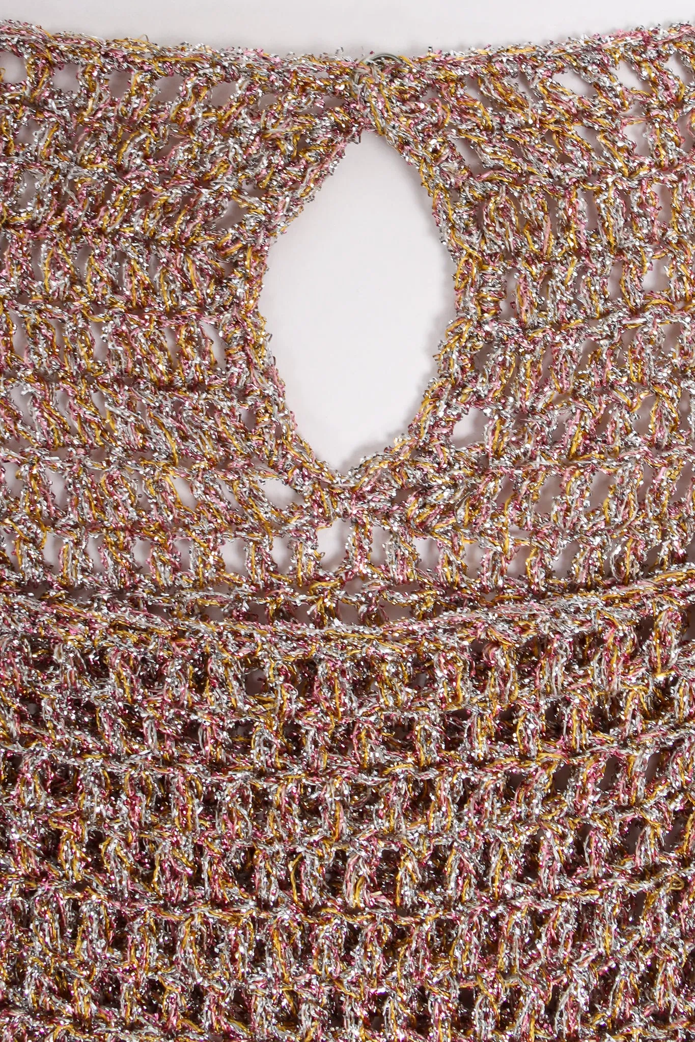 Metallic Draped Chain Cutout Top