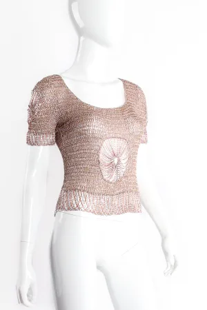Metallic Draped Chain Cutout Top