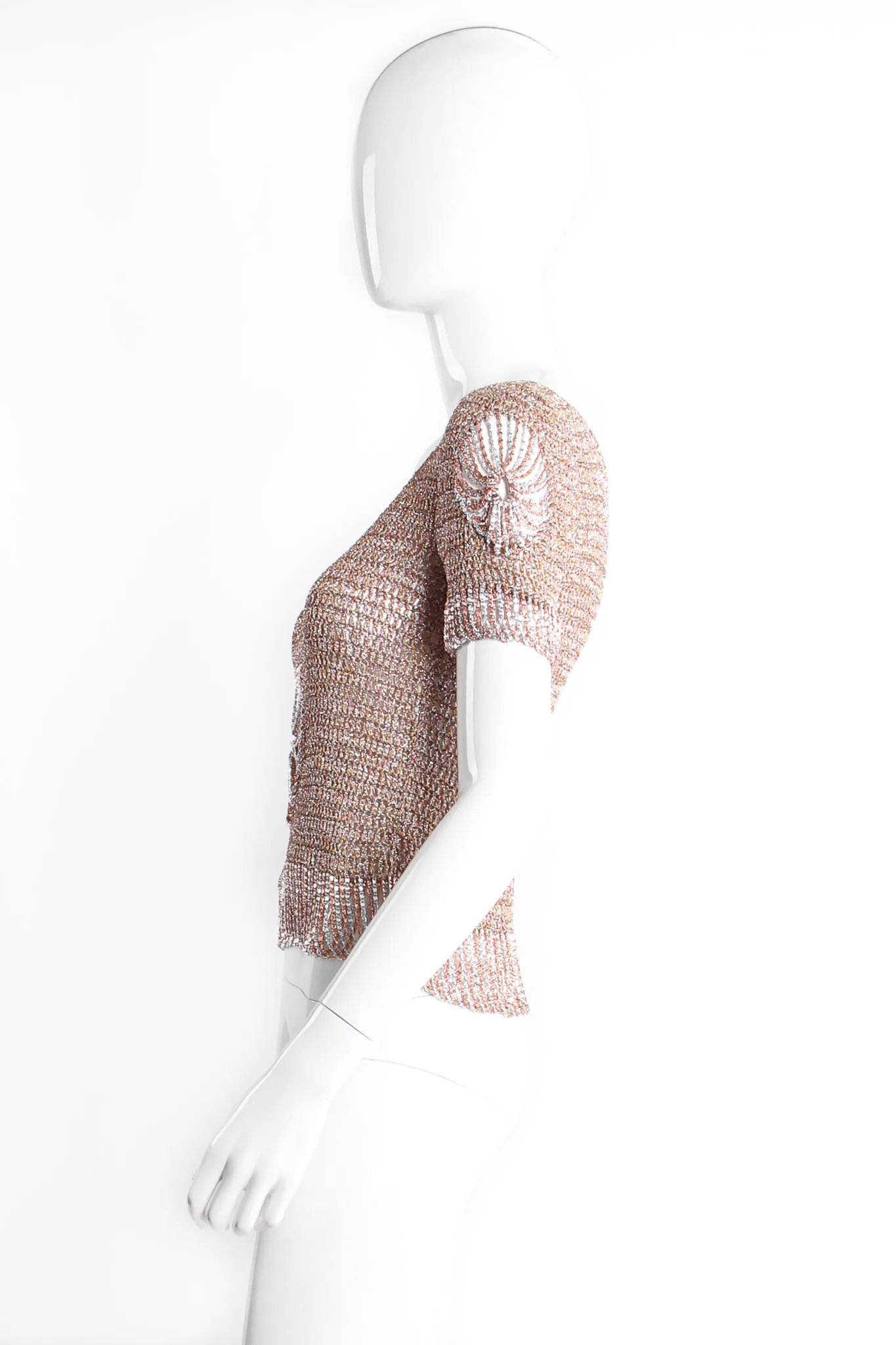 Metallic Draped Chain Cutout Top