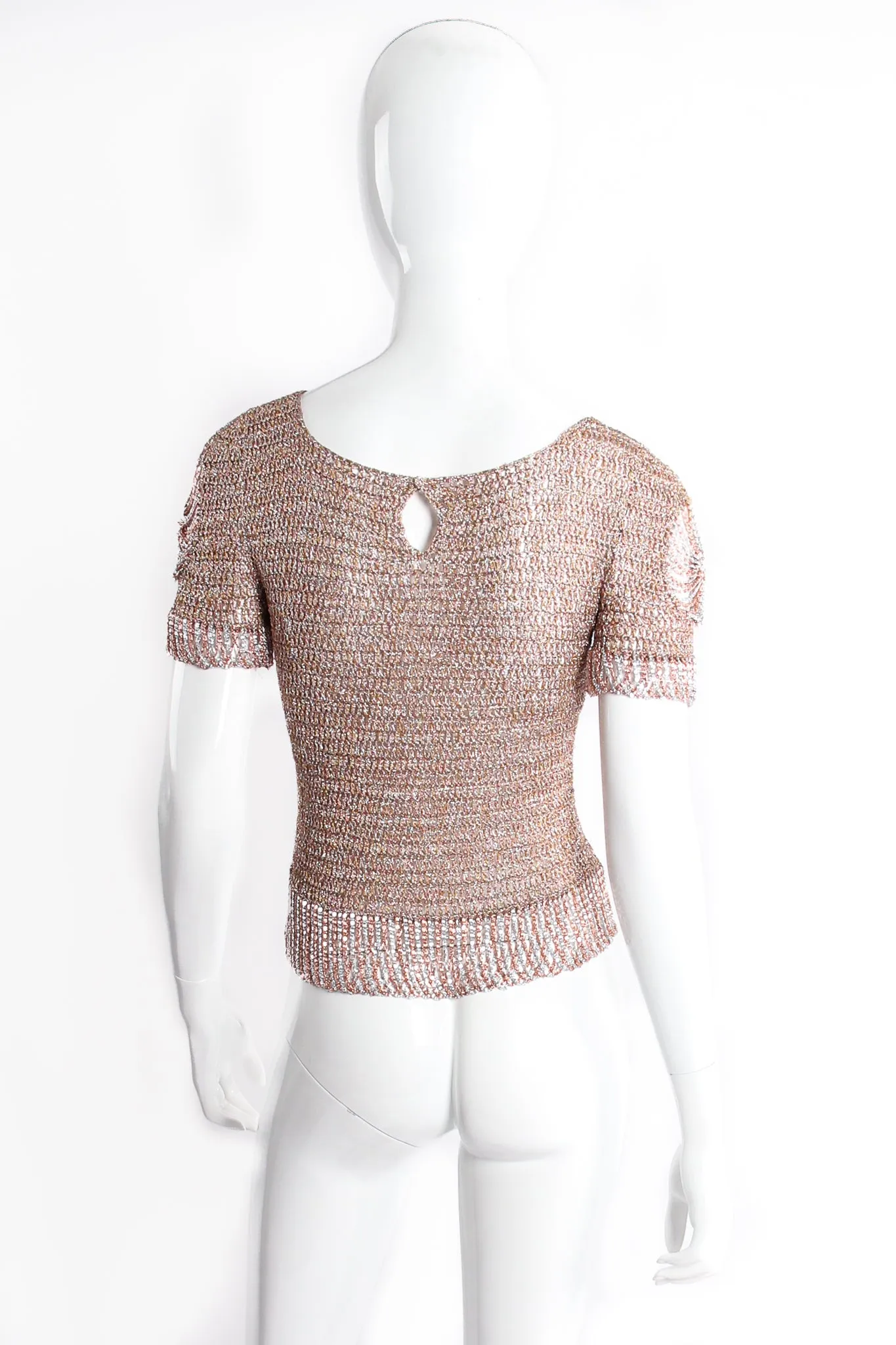 Metallic Draped Chain Cutout Top