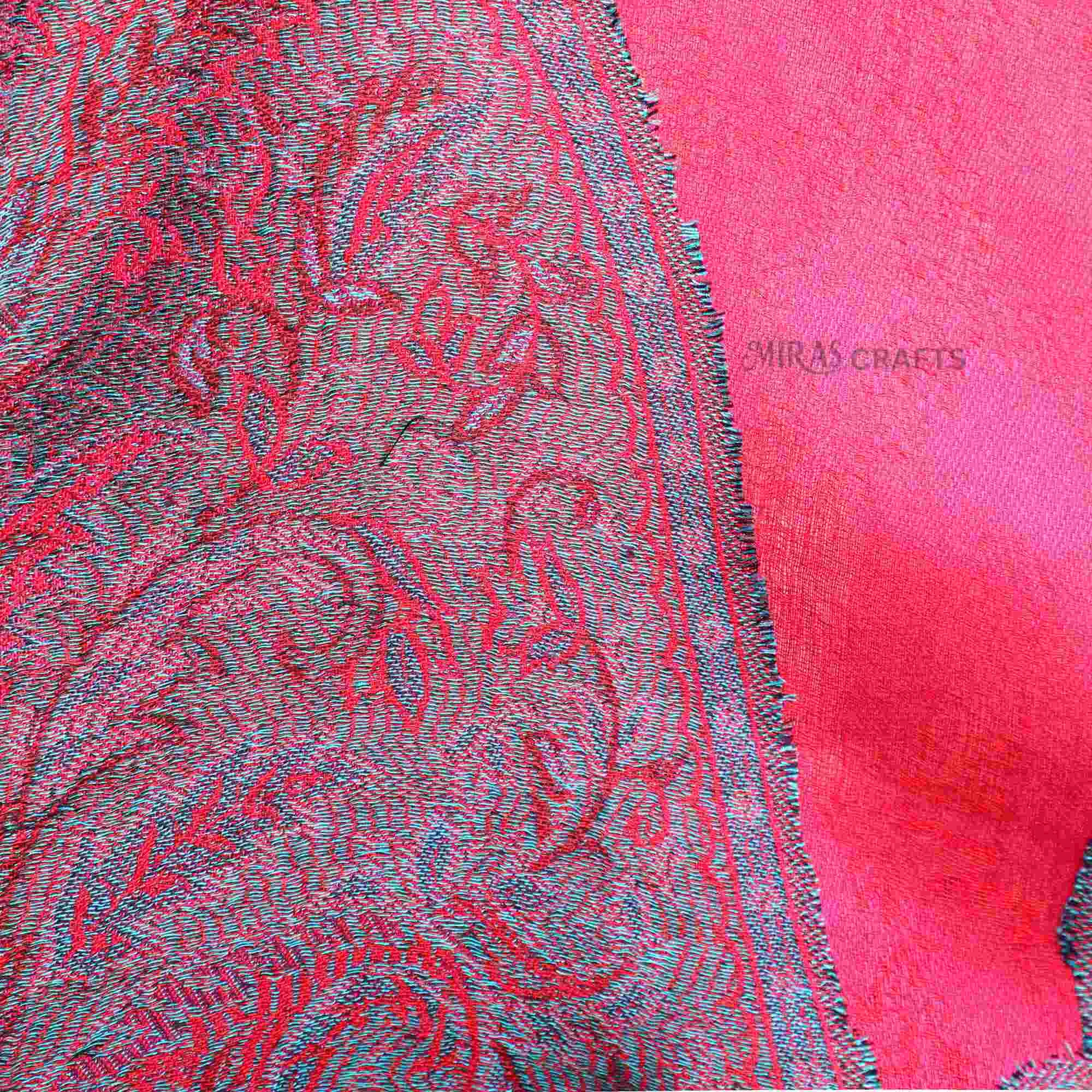 Miras Crafts Aari Embroidery Stole, Fine Wool, Pink
