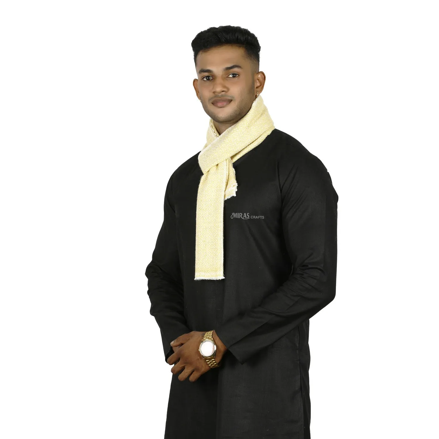 Miras Crafts Pashmina Mufflers Chasme Bulbul  cream