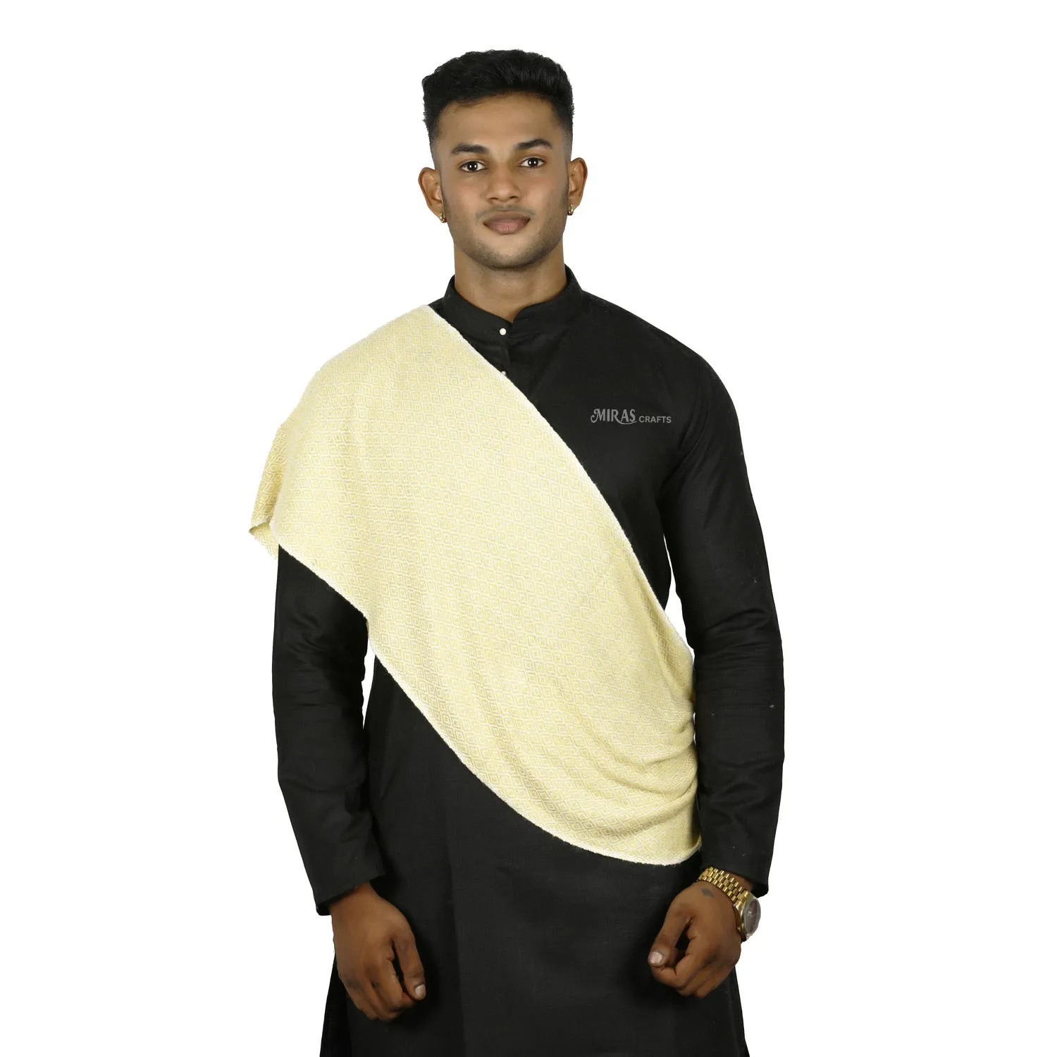 Miras Crafts Pashmina Mufflers Chasme Bulbul  cream