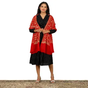 Miras Crafts Women's Fine Ari Kashmiri Hand Embroidery Stole, 100% pure Pashmina, Soft and Warm, -  GOLD WITH RED