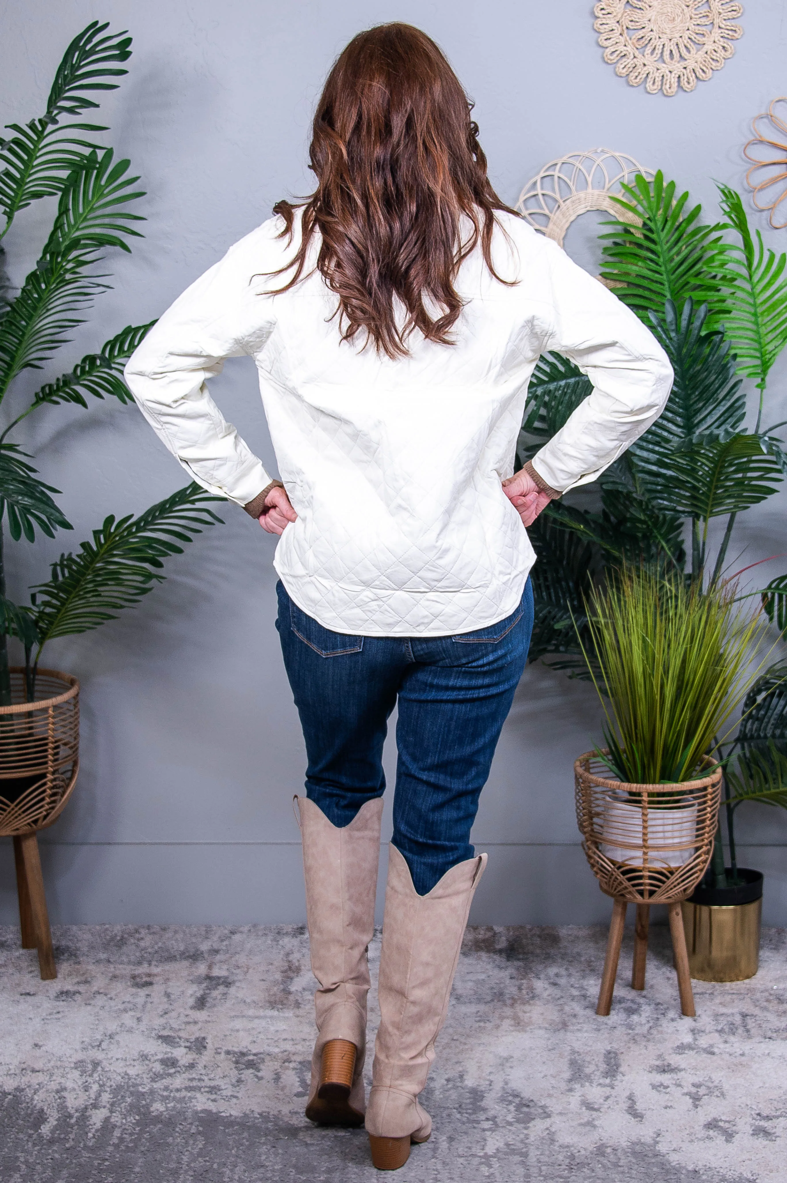 Mountain Gem Cream Faux Leather Jacket - O5699CR