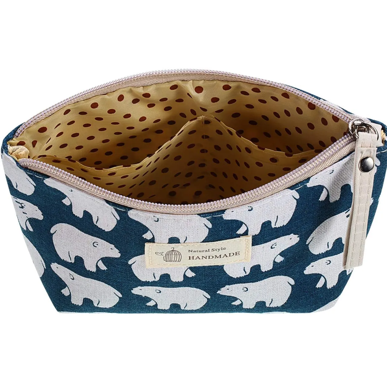 Nature-Inspired Canvas Cosmetic Bag