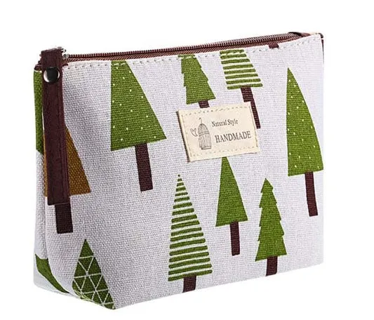 Nature-Inspired Canvas Cosmetic Bag
