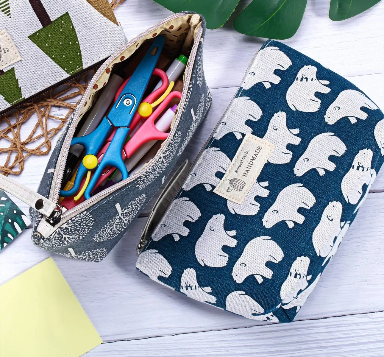 Nature-Inspired Canvas Cosmetic Bag