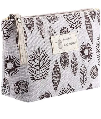 Nature-Inspired Canvas Cosmetic Bag