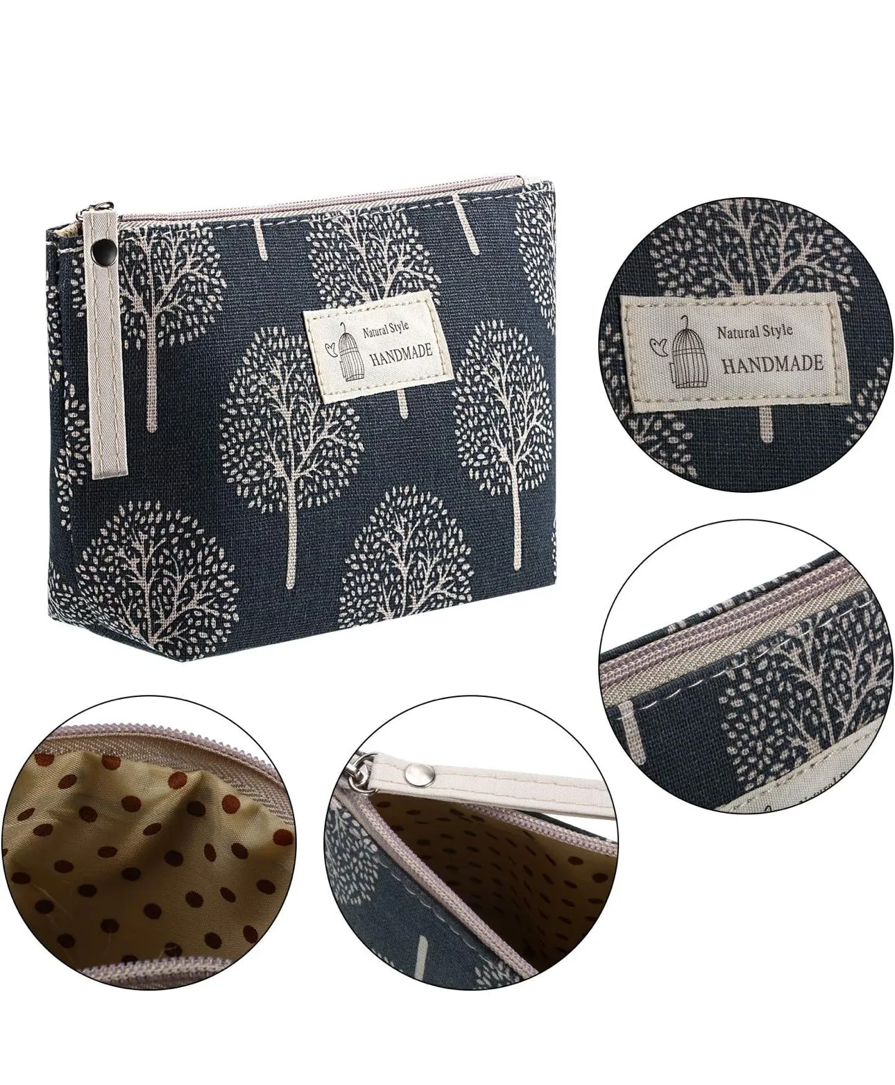 Nature-Inspired Canvas Cosmetic Bag