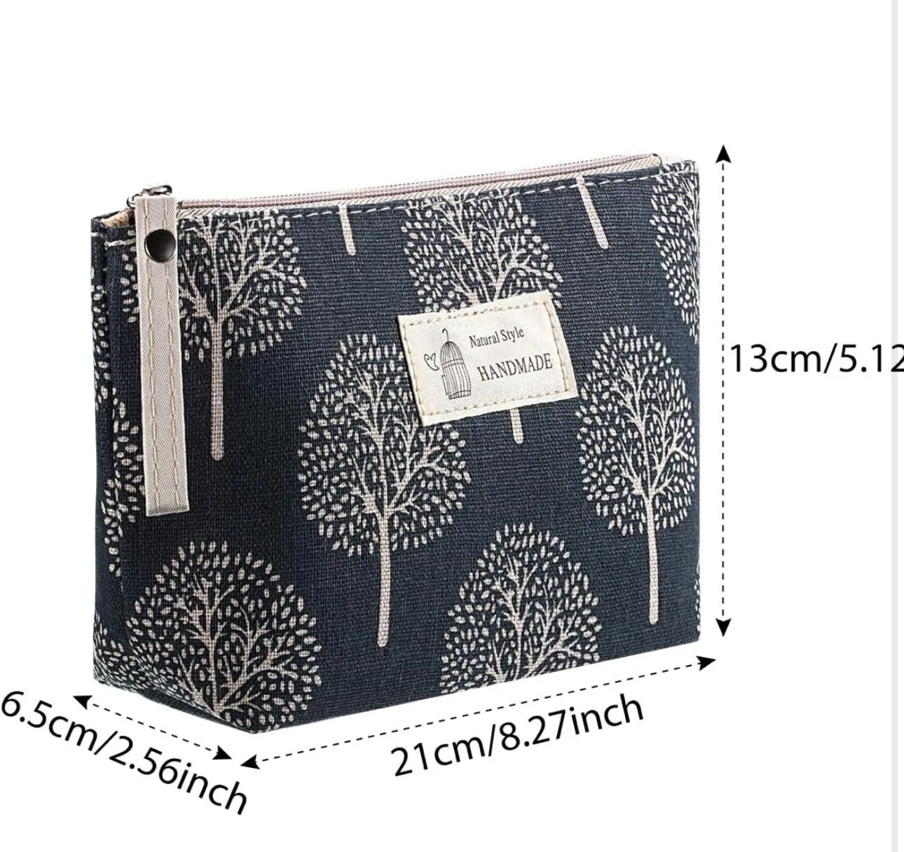 Nature-Inspired Canvas Cosmetic Bag