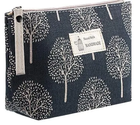 Nature-Inspired Canvas Cosmetic Bag