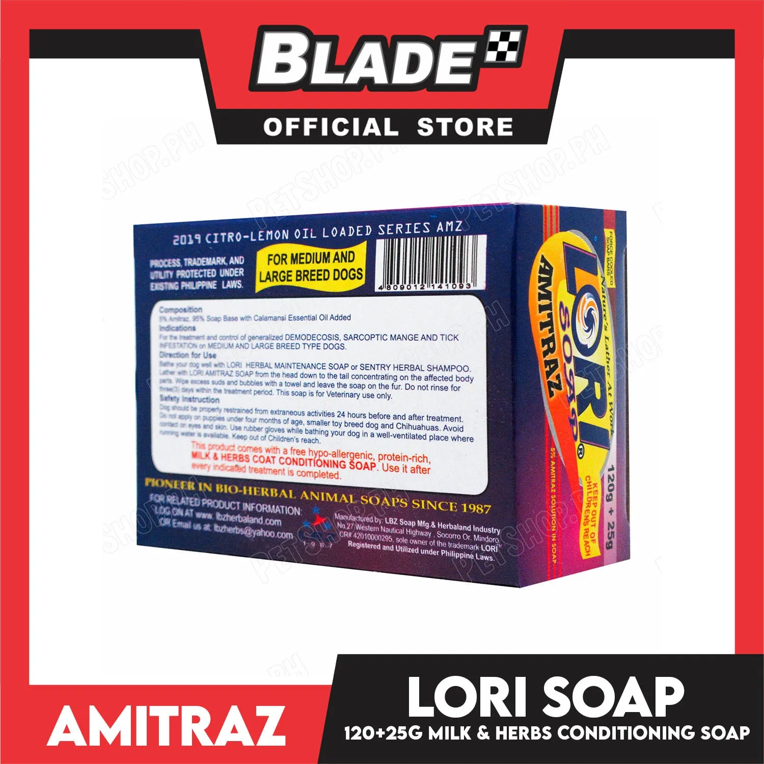 Nature's Lather At Work Lori Soap Amitraz 120g (5% Amitraz Solution Soap) Dog Soap, Dog Grooming