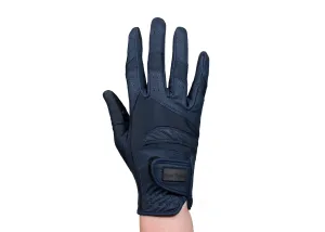 Navy Faux Leather Gloves