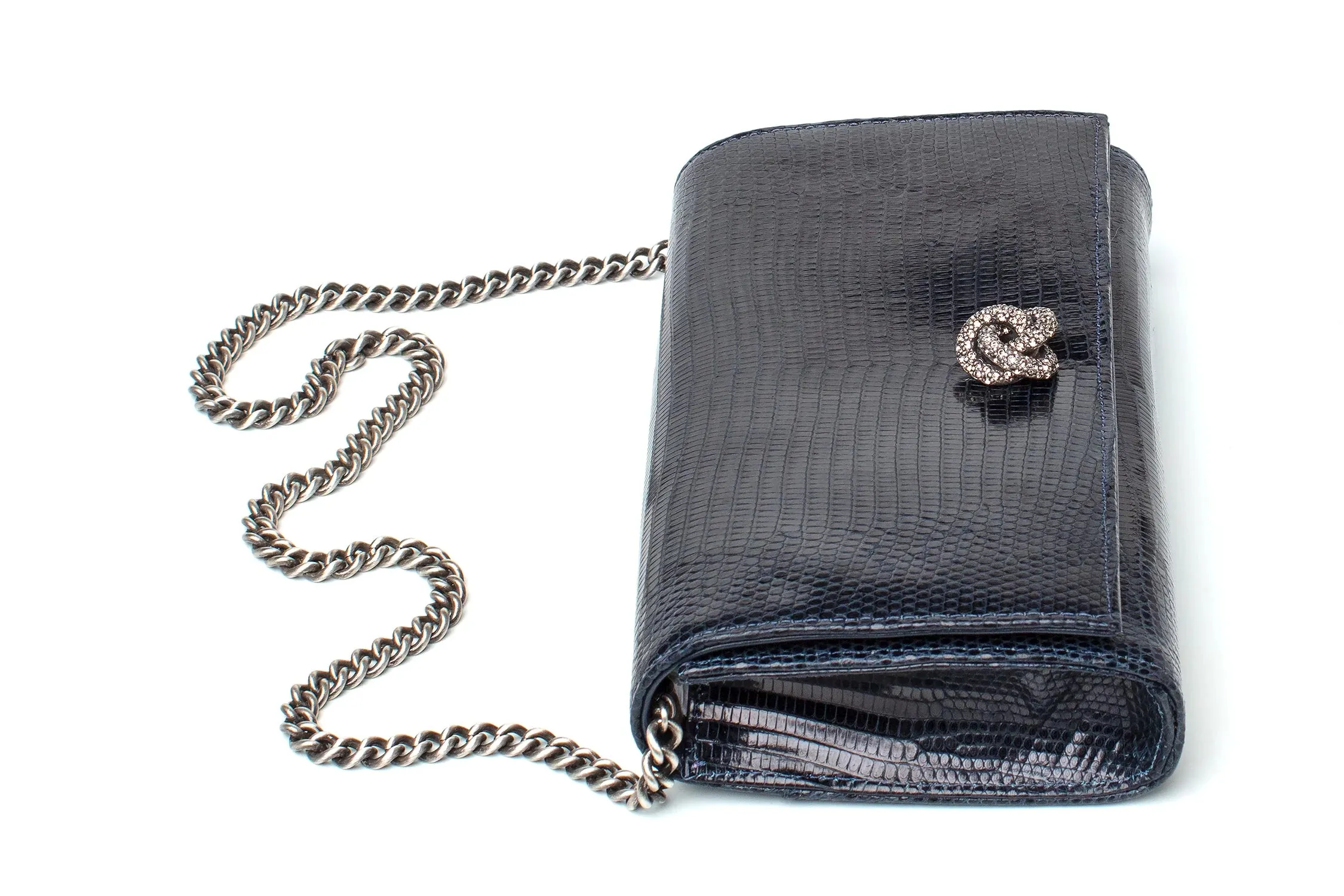 Olivia Clutch in Navy Lizard