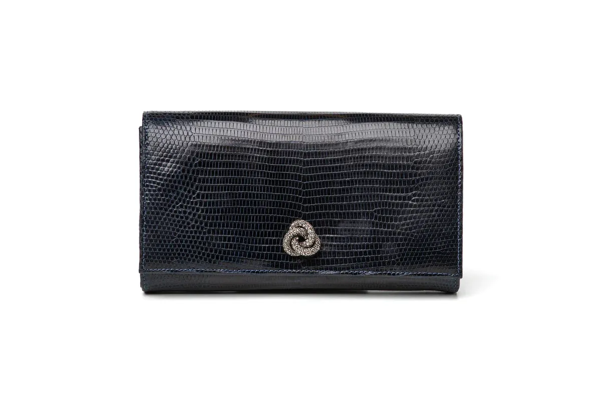 Olivia Clutch in Navy Lizard