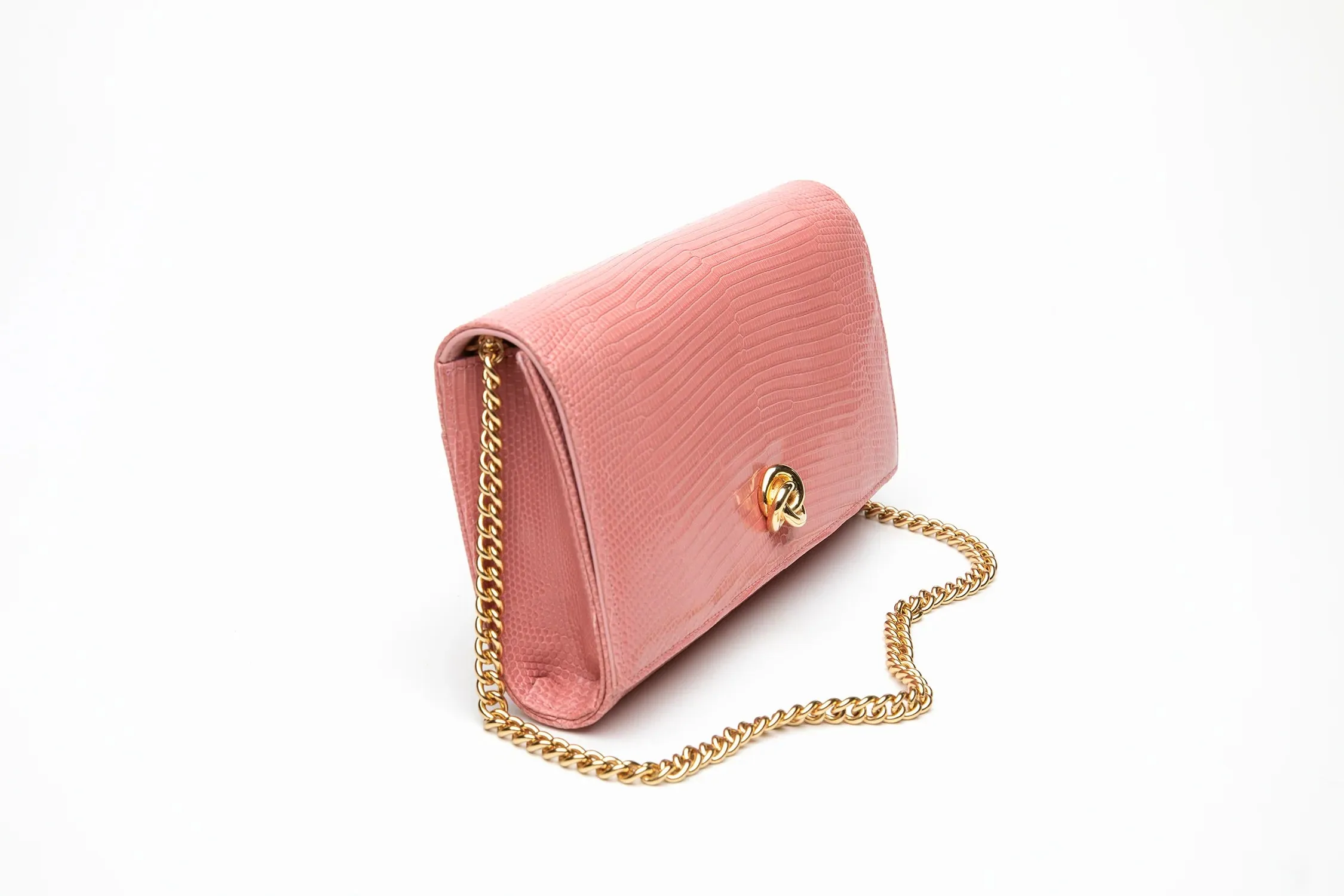 Olivia Clutch in Pink Lizard