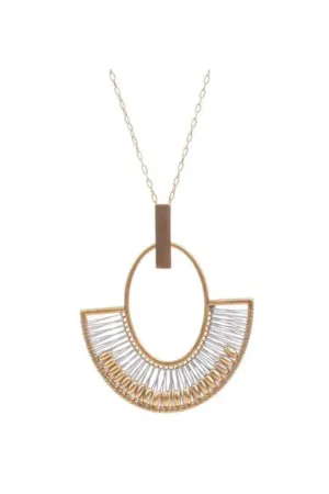 Oval Necklace with Beads