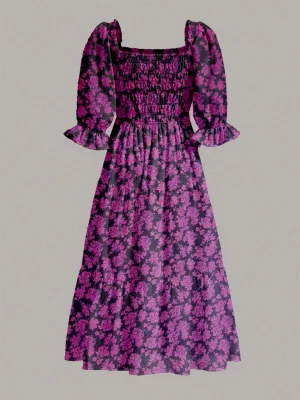 Parien MOD Chiffon Floral Ruffle Hem Dress(Clearance Sale)