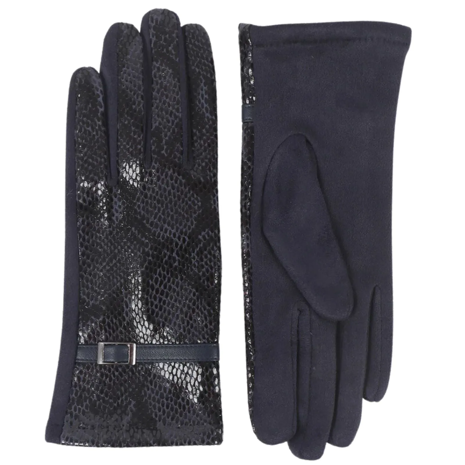 Pia Rossini Vivienne Snake Effect Gloves - Navy