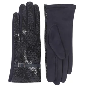 Pia Rossini Vivienne Snake Effect Gloves - Navy