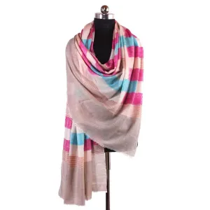 Pink Iekat Cashmere Pashmina Shawl