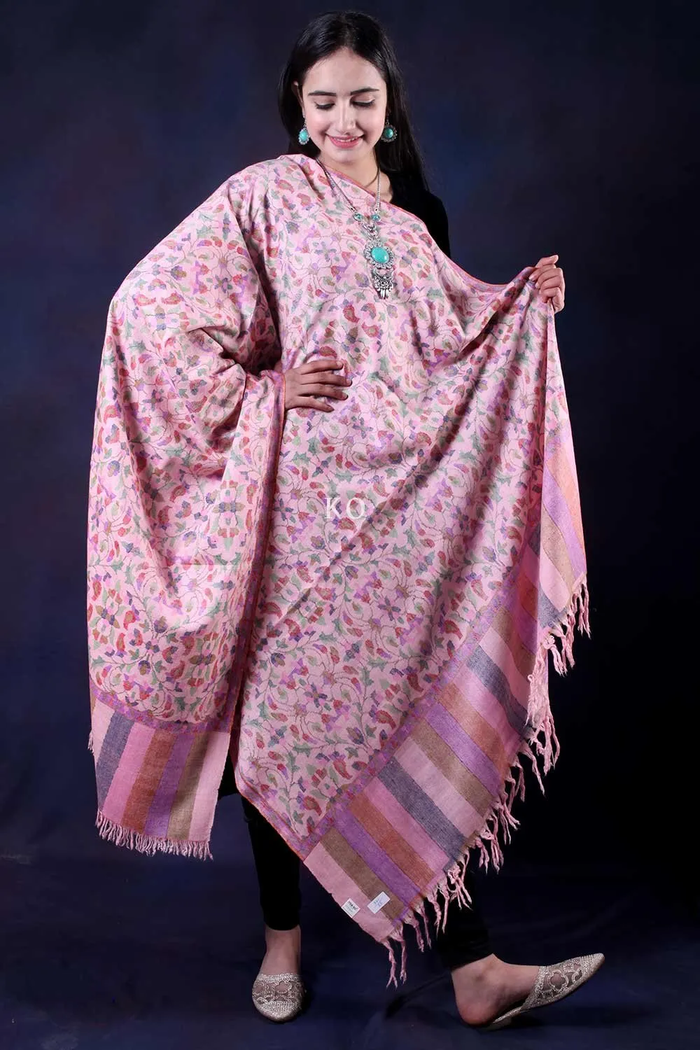 Pink Kani Jamawar Pashmina Shawl