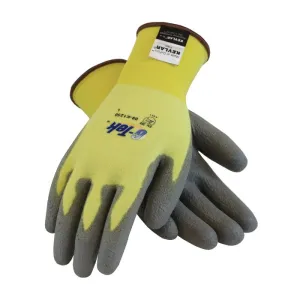 PIP G-Tek KEV 09-K1250V/L Seamless Knit DuPont Kevlar/Elastane Glove with Polyurethane Coated Flat Grip Work Gloves, Vend Ready, Yellow, Large, 1 Pair