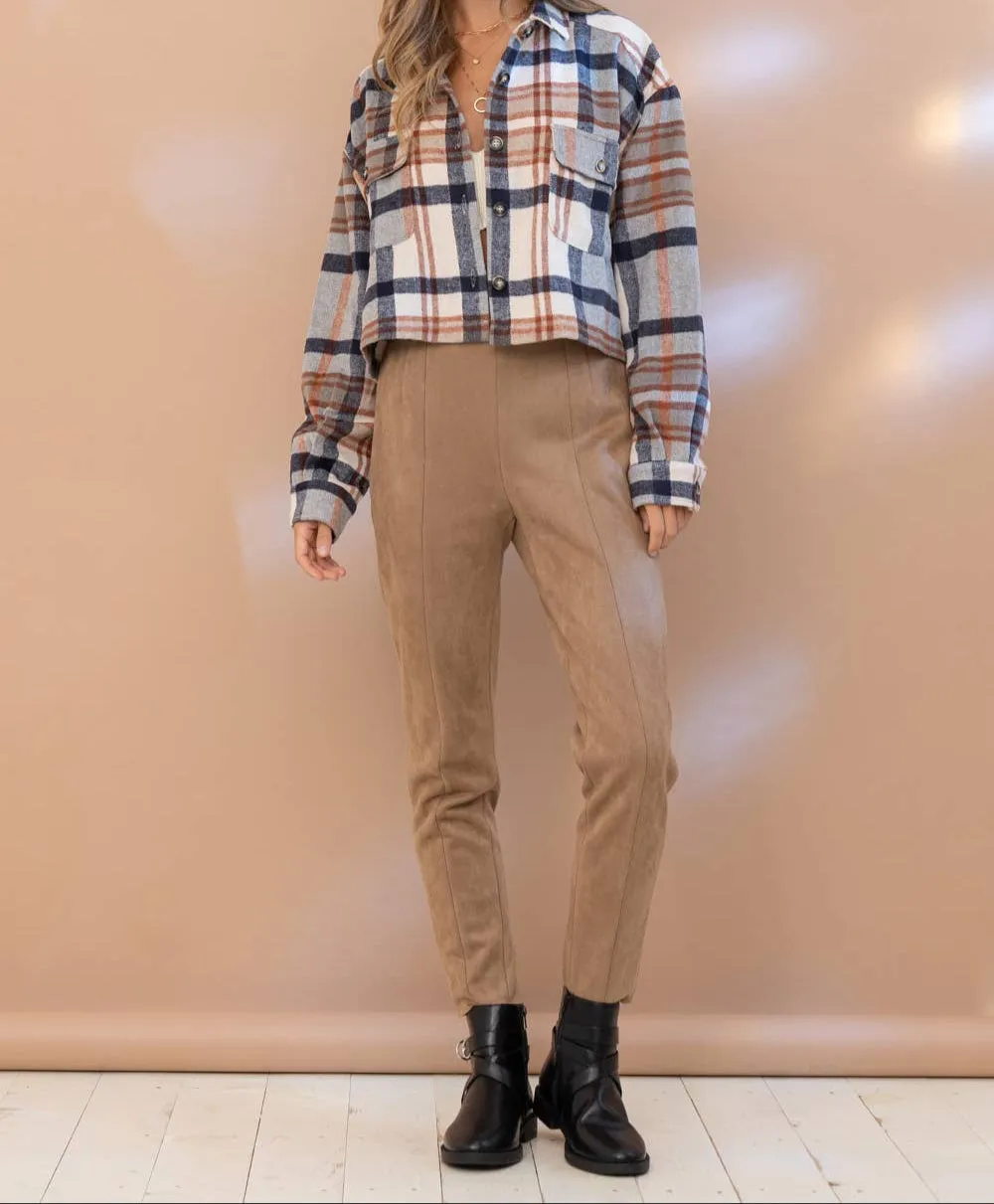 Plaid Button Up Crop Jacket