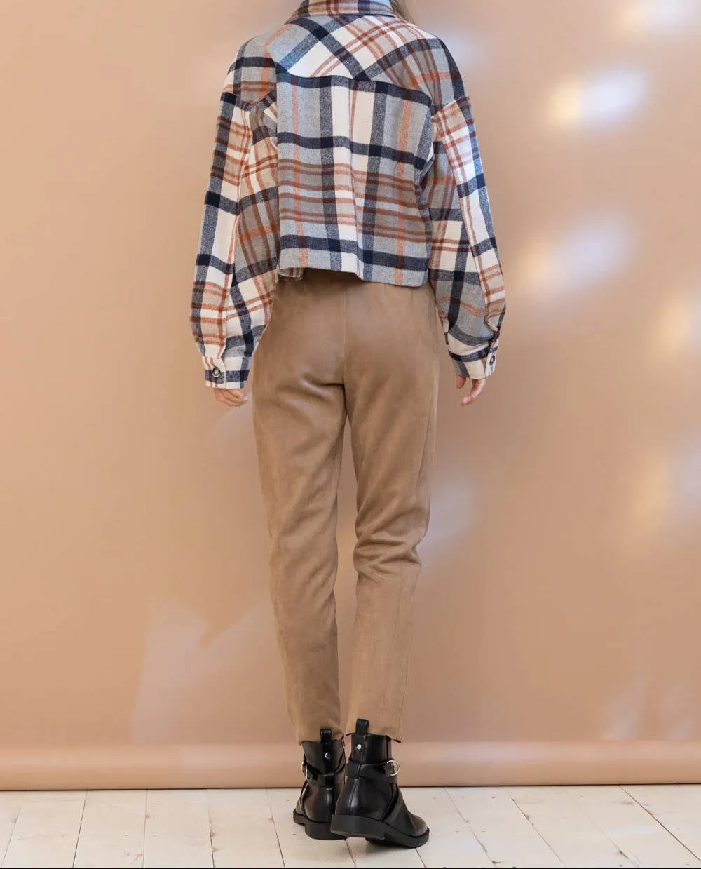 Plaid Button Up Crop Jacket