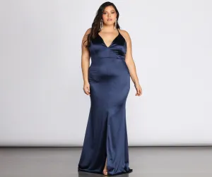 Plus Elin Stylish Satin Evening Dress