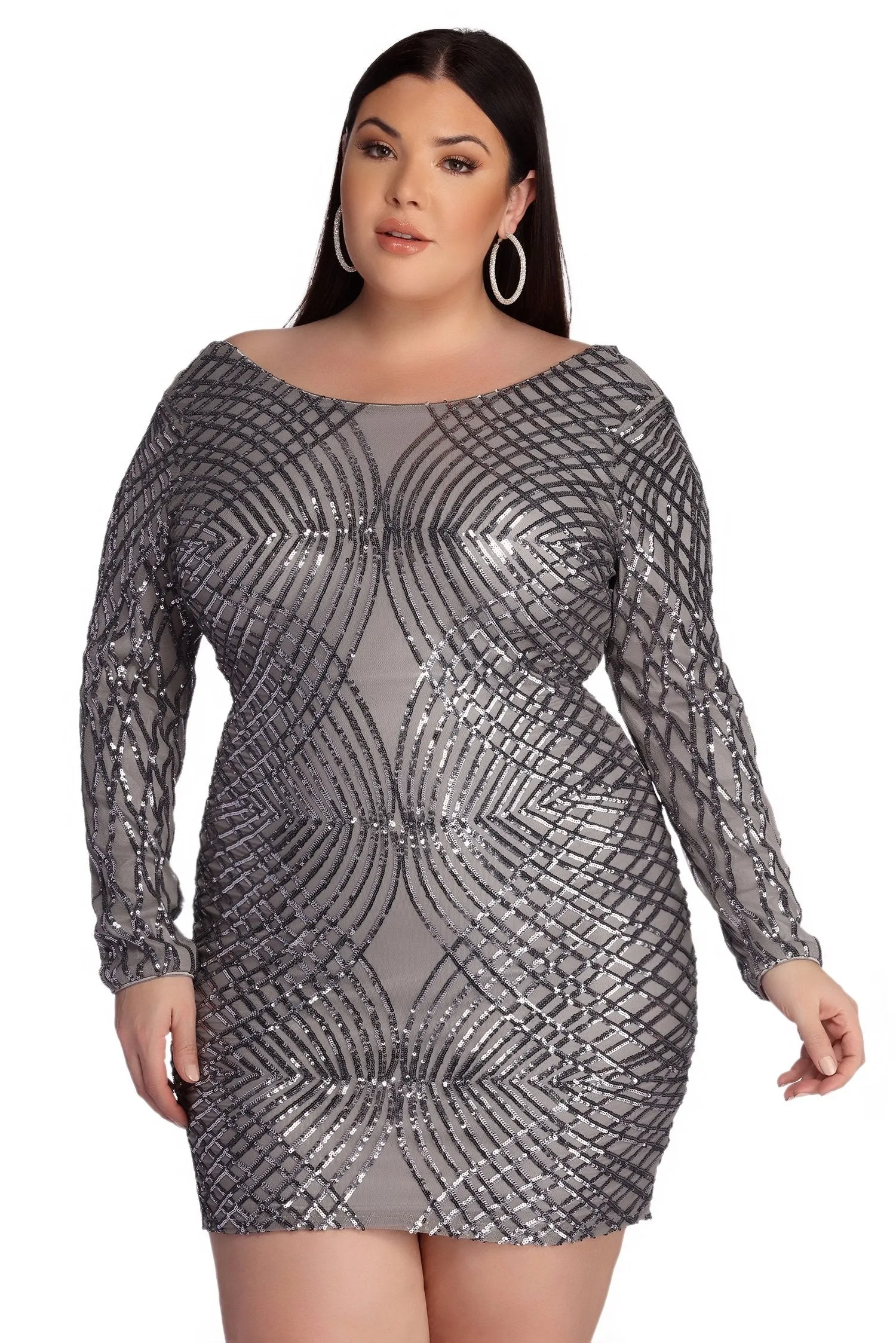 Plus Elysse Steal Charming The Show Sequin Dress