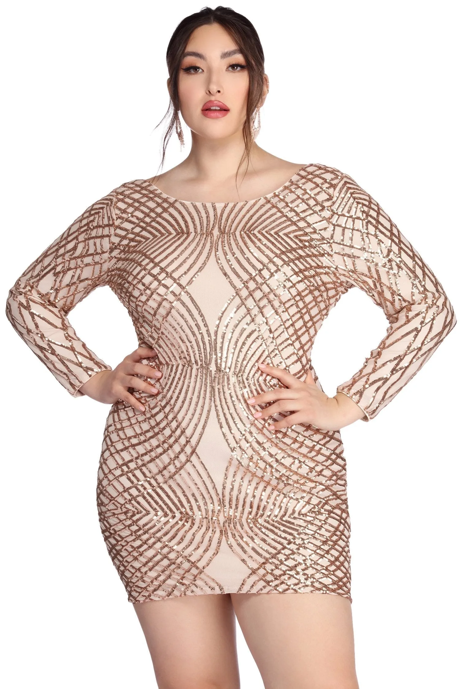 Plus Elysse Steal Charming The Show Sequin Dress