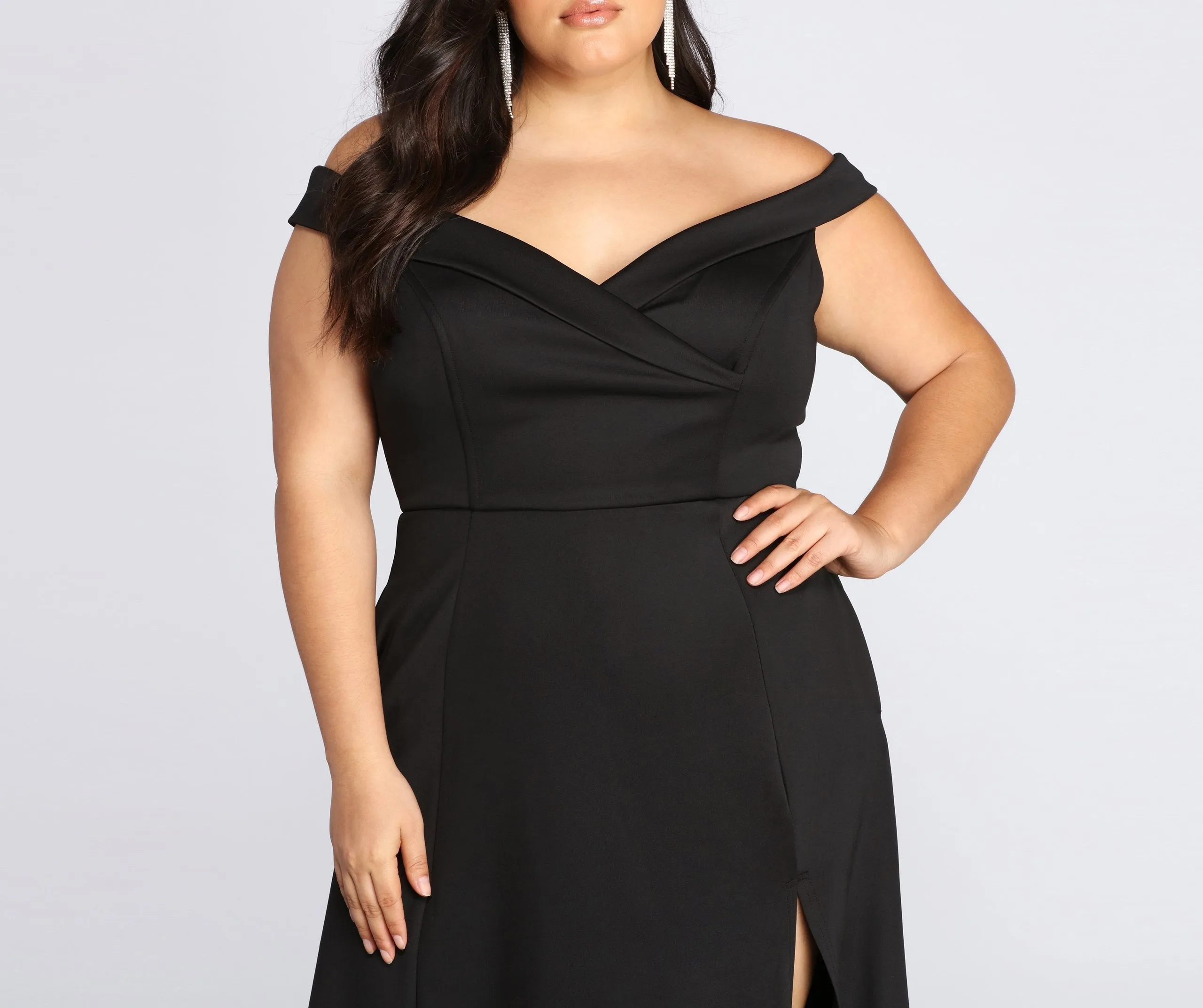 Plus Lucy Formal Charming High Slit Dress