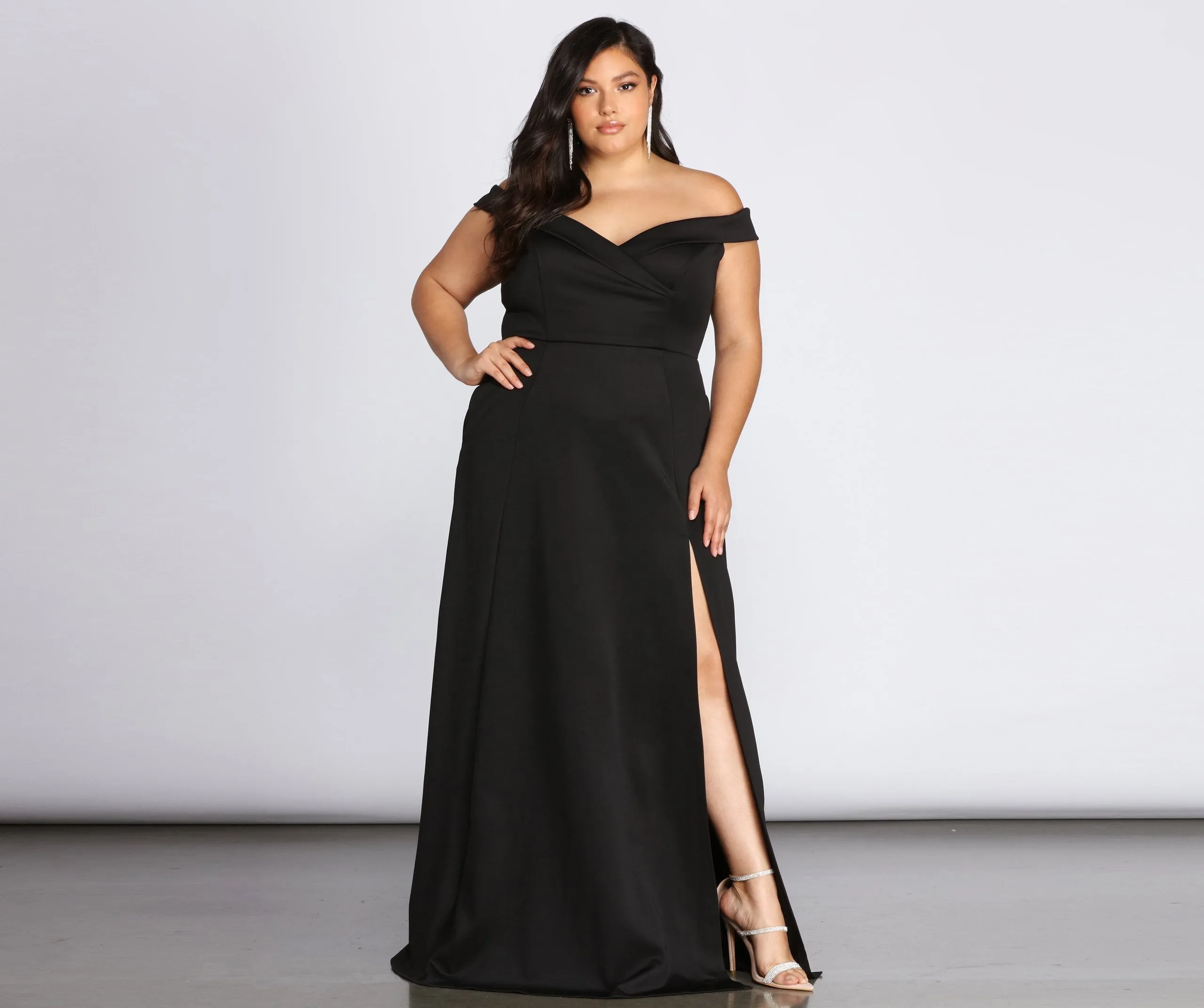 Plus Lucy Formal Charming High Slit Dress