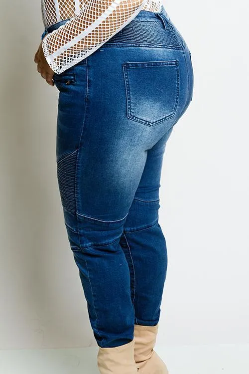 Plus Size Biker Jeans