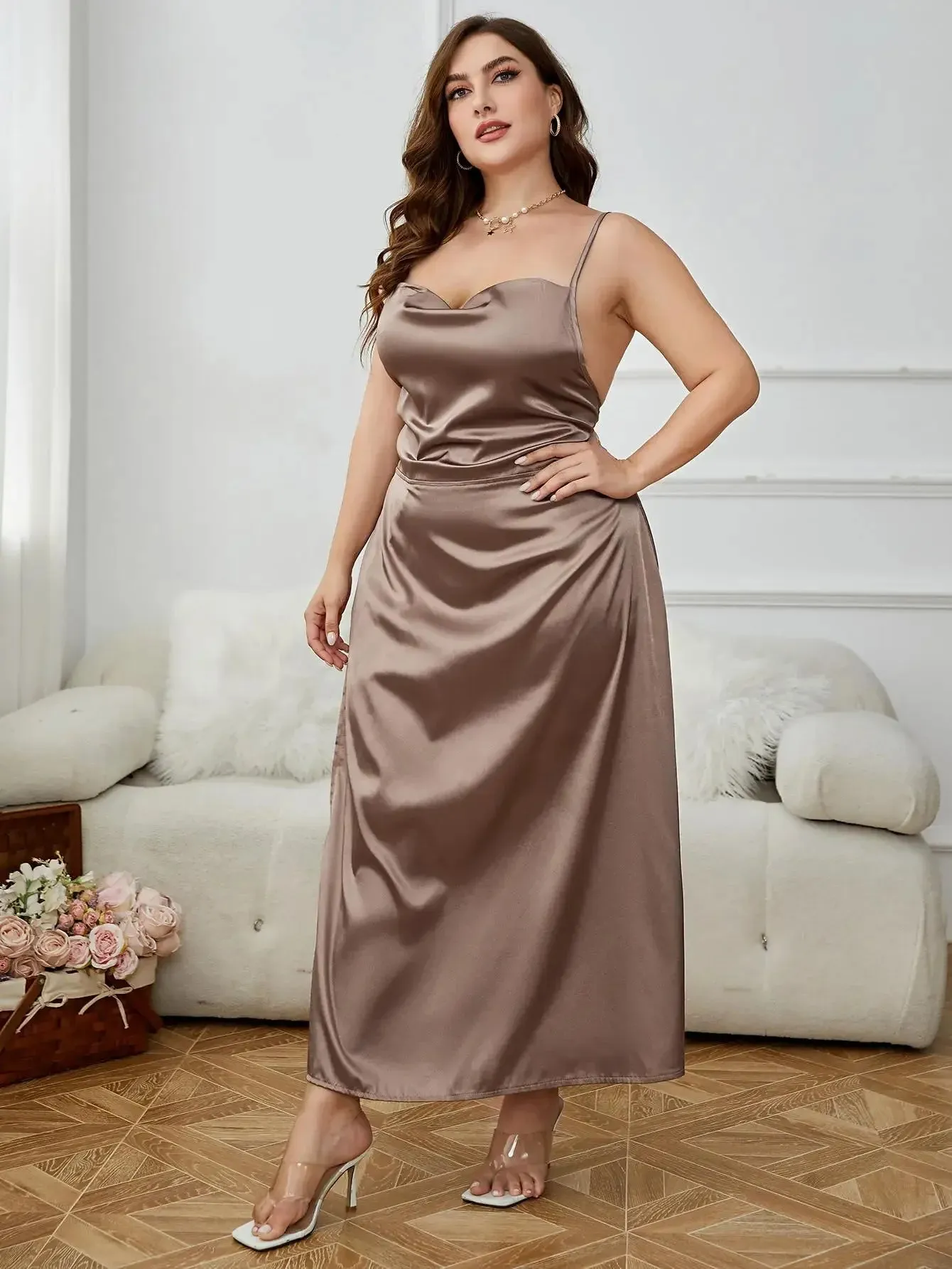Plus Size Criss Cross Backless Side Split Party