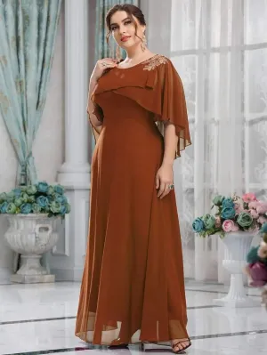 Plus Size Evening Party Prom Long Turkey Dubai Clothing Women's Plus Size Mesh A-Line Sequin Embroidery Evening Dress