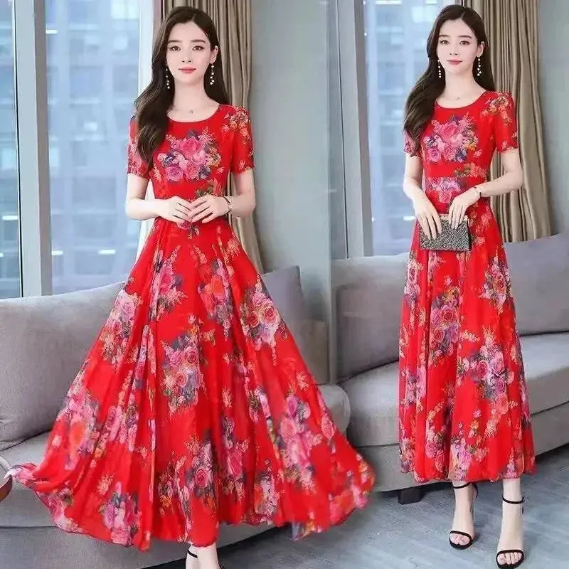 Plus Size Floral Print Dip Hem Dress