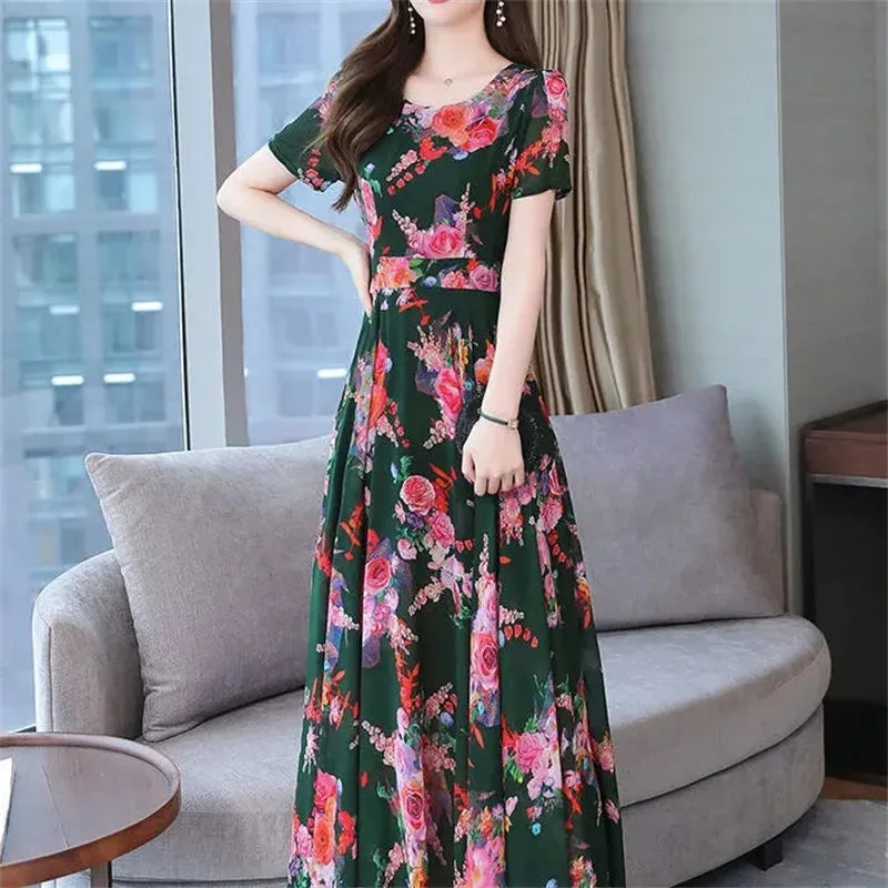 Plus Size Floral Print Dip Hem Dress