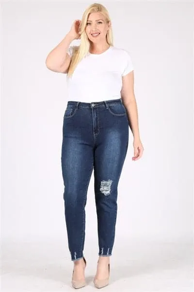 Plus Size Mid-Rise Distressed Denim Jeans - Pack of 6